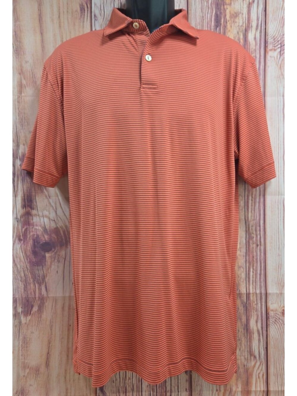 Peter Millar Featherweight UPF 50+ Orange Striped Polo Medium